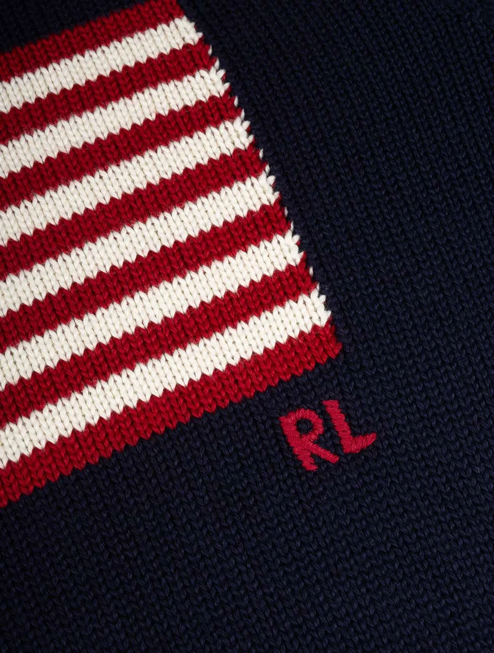 Flag Roving Cotton Pullover Navy