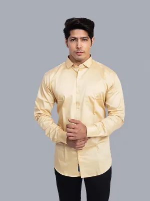 Formal Shirts for Men - Tan Solid Giza Cotton Formal Men Shirt