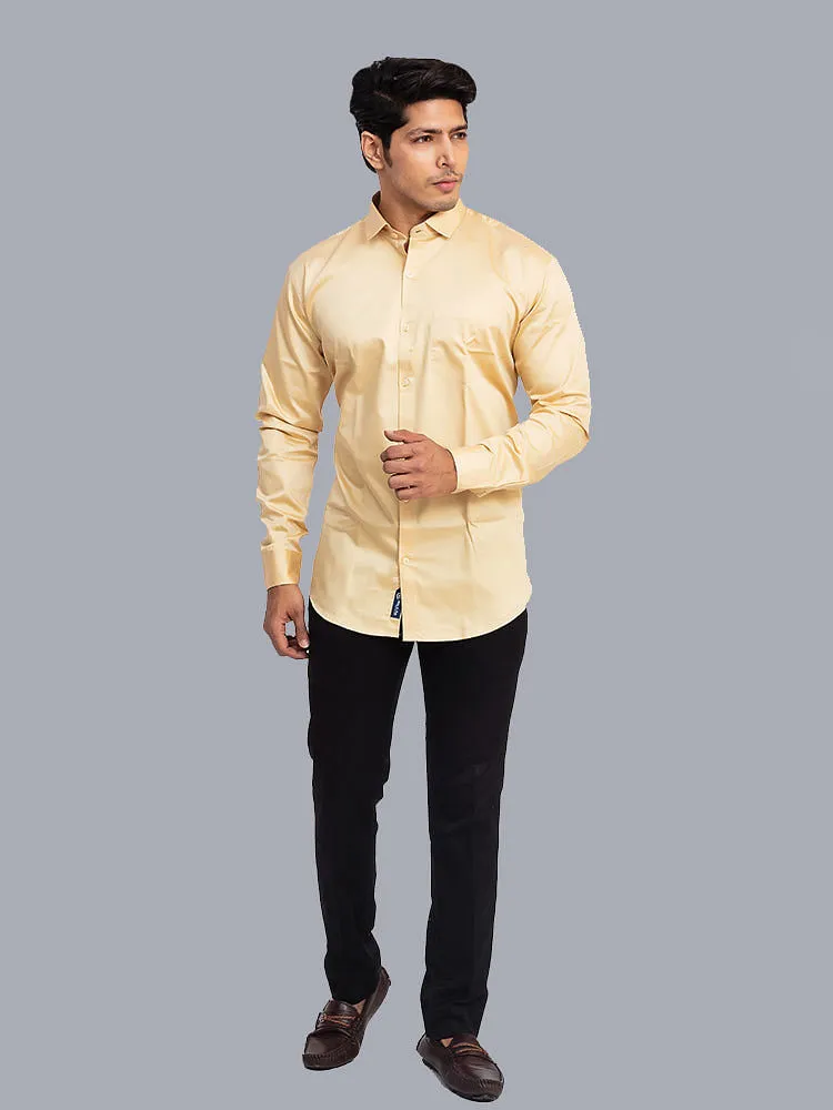 Formal Shirts for Men - Tan Solid Giza Cotton Formal Men Shirt