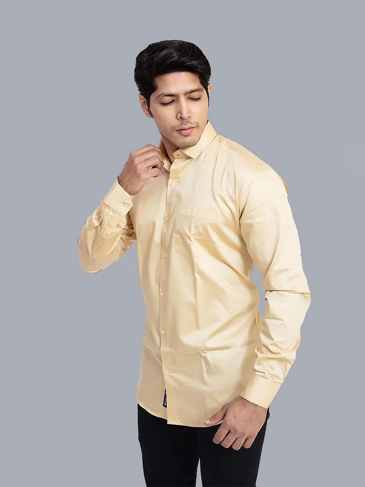 Formal Shirts for Men - Tan Solid Giza Cotton Formal Men Shirt