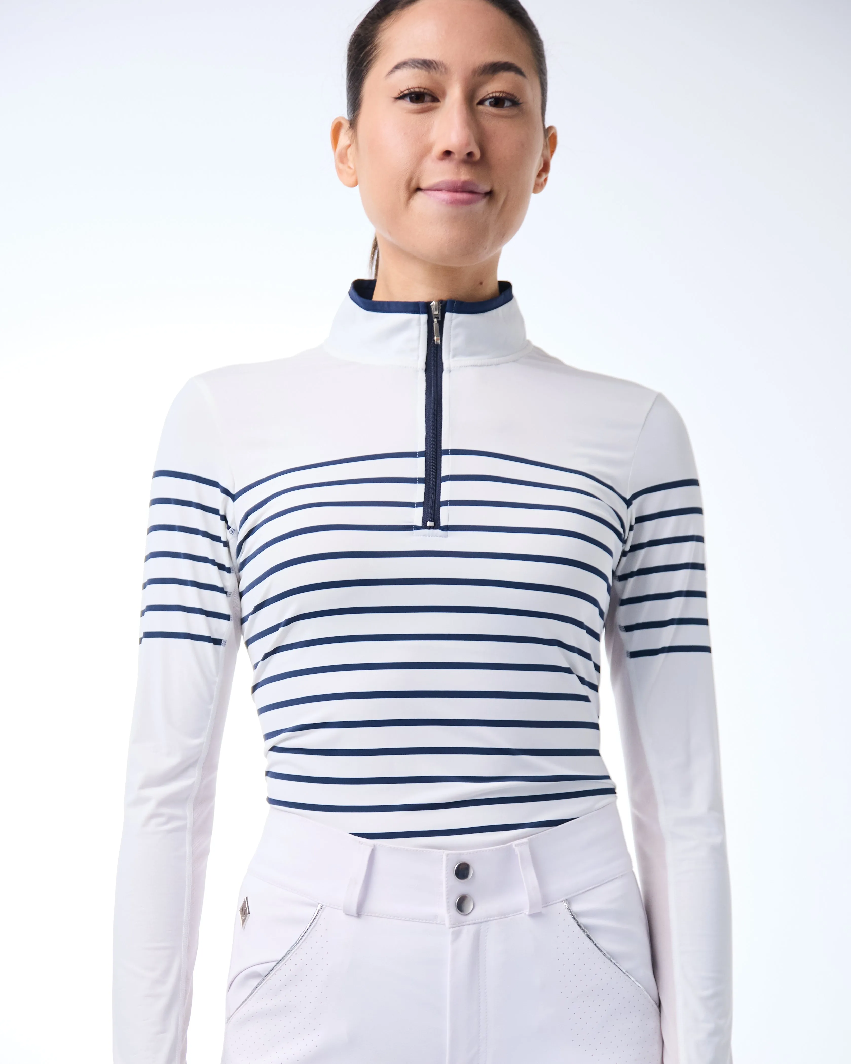 French Stripe Performance Sun Shirt in Navy/White