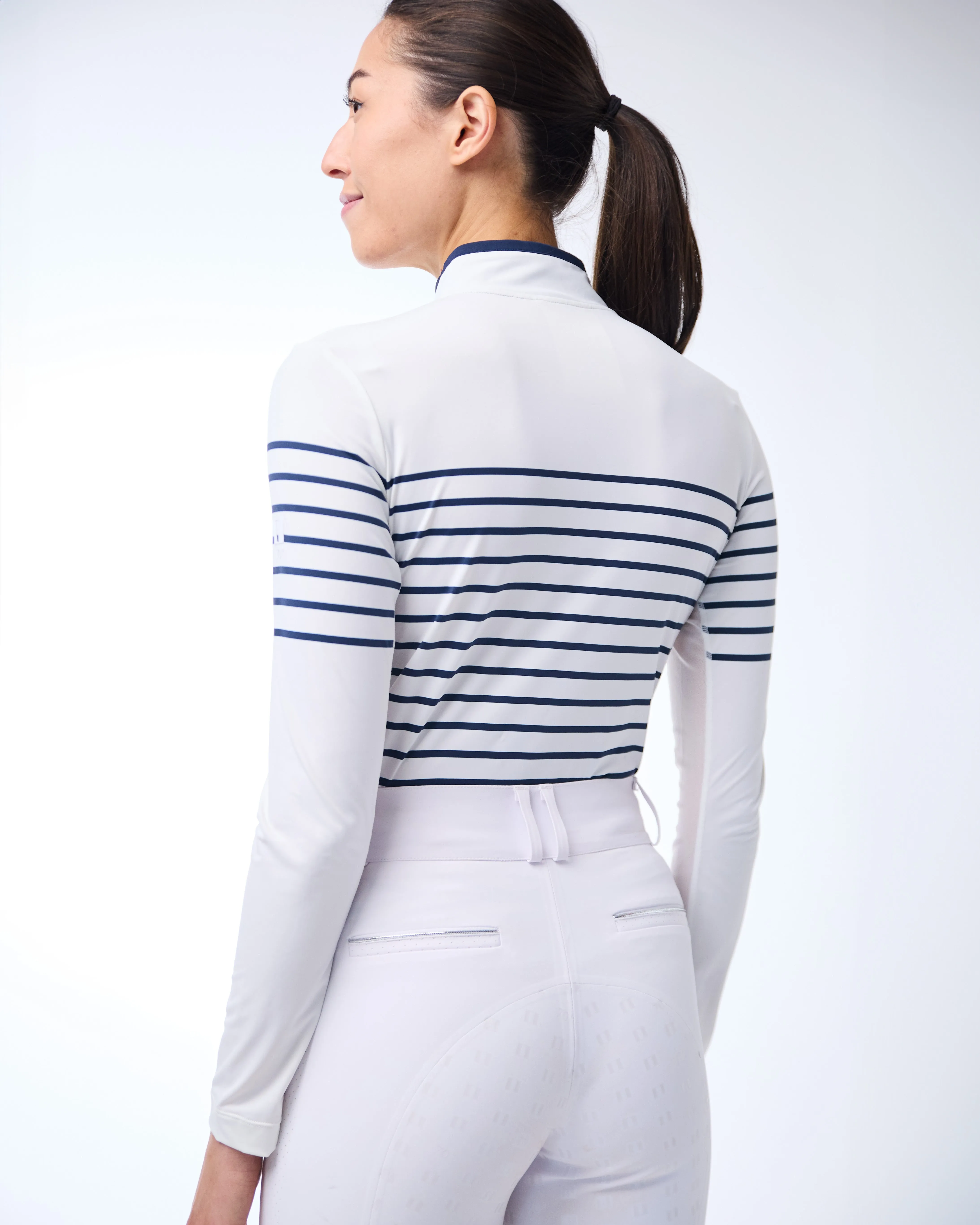 French Stripe Performance Sun Shirt in Navy/White