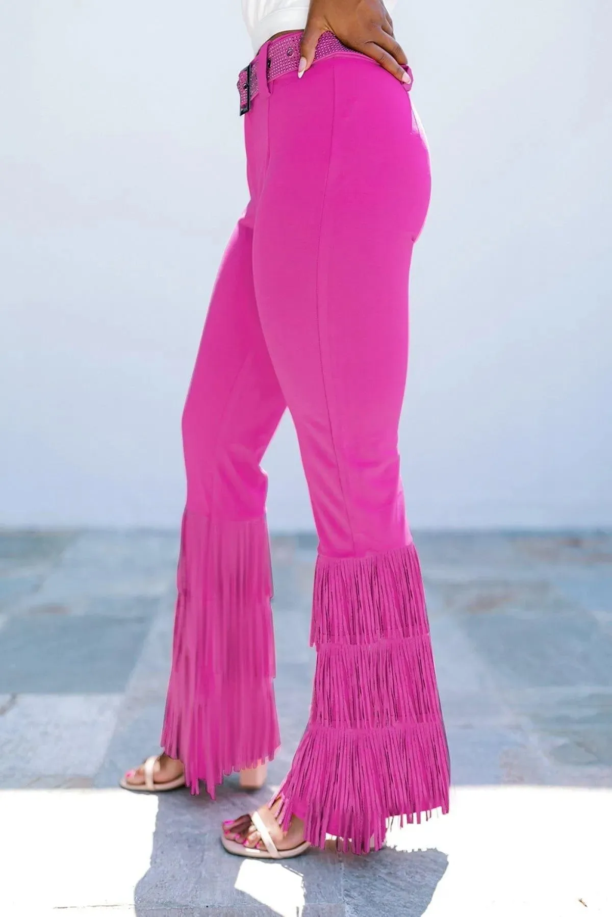 Fringe High Waist Flare Pants