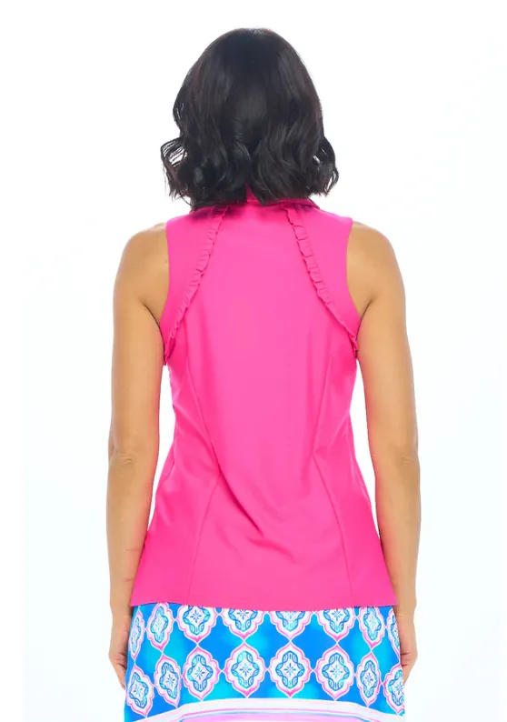 Genesis Sleeveless Polo Top - Hot Pink