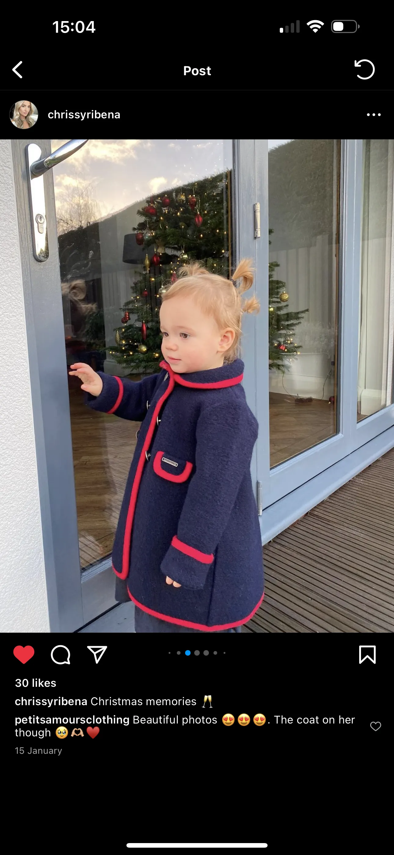 Girls Navy Marae Coat With Red Trim