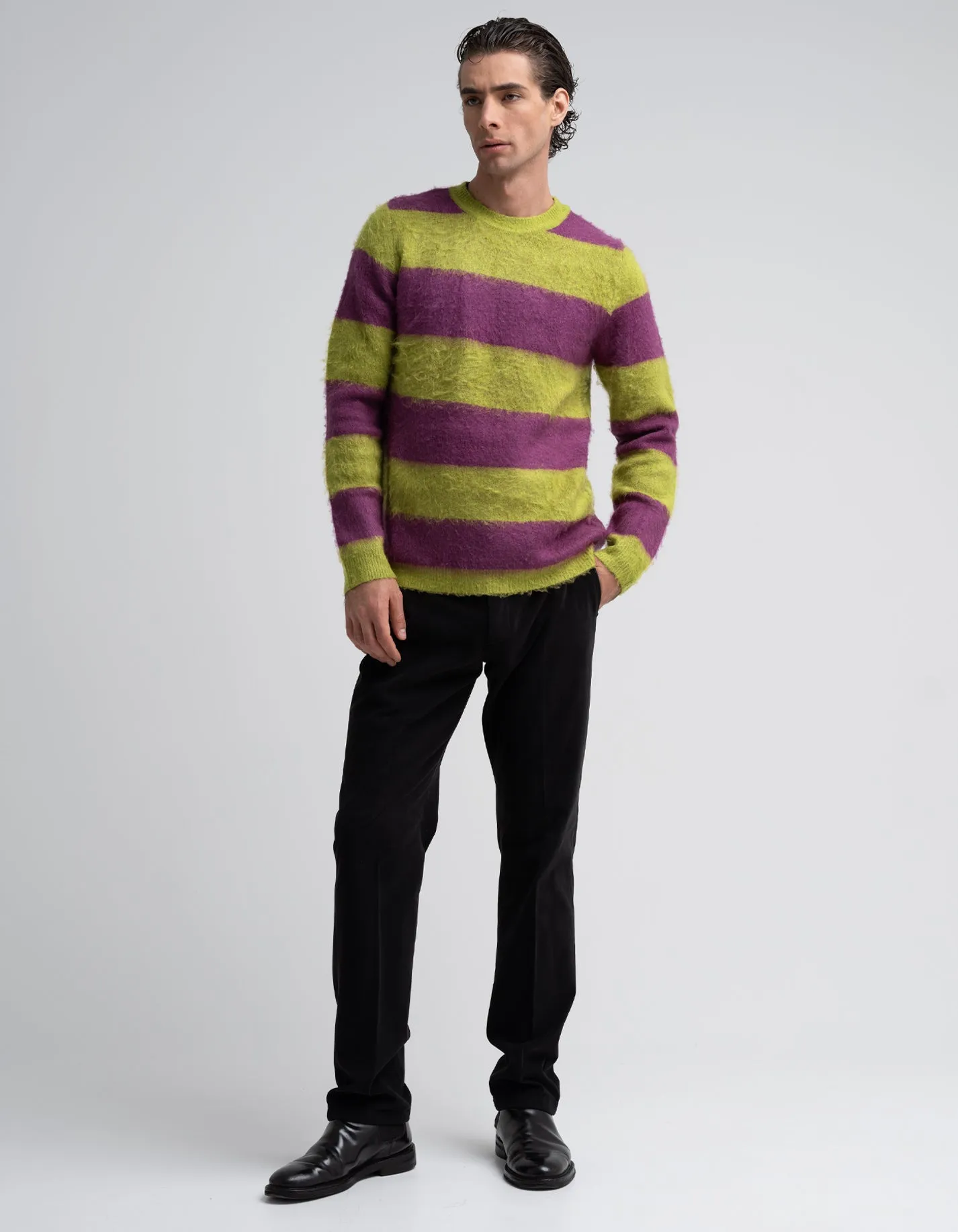 Green & Purple Stripe Mohair Jumper