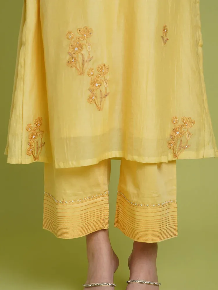 Gulbahaar A-line Kurta Set- Yellow