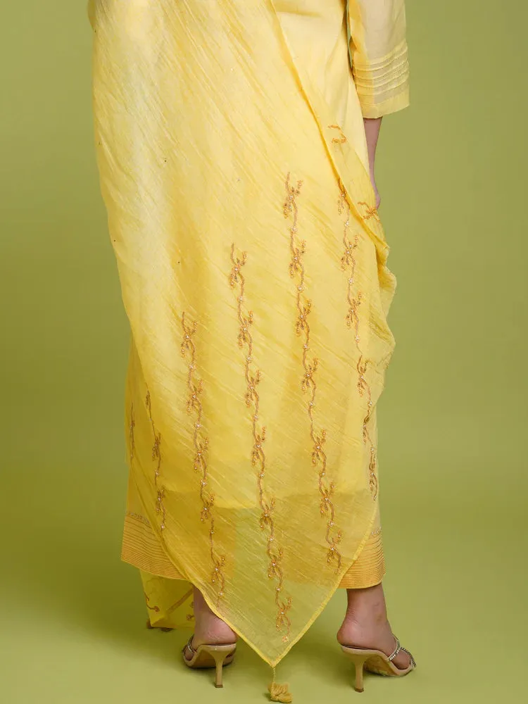 Gulbahaar A-line Kurta Set- Yellow