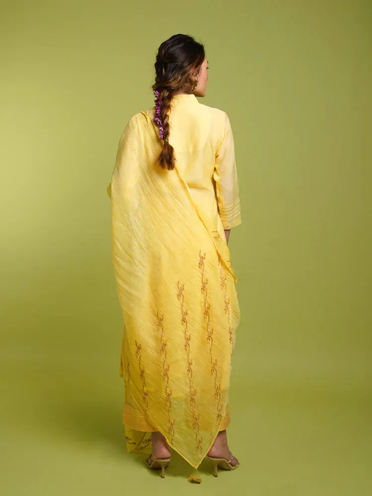 Gulbahaar A-line Kurta Set- Yellow