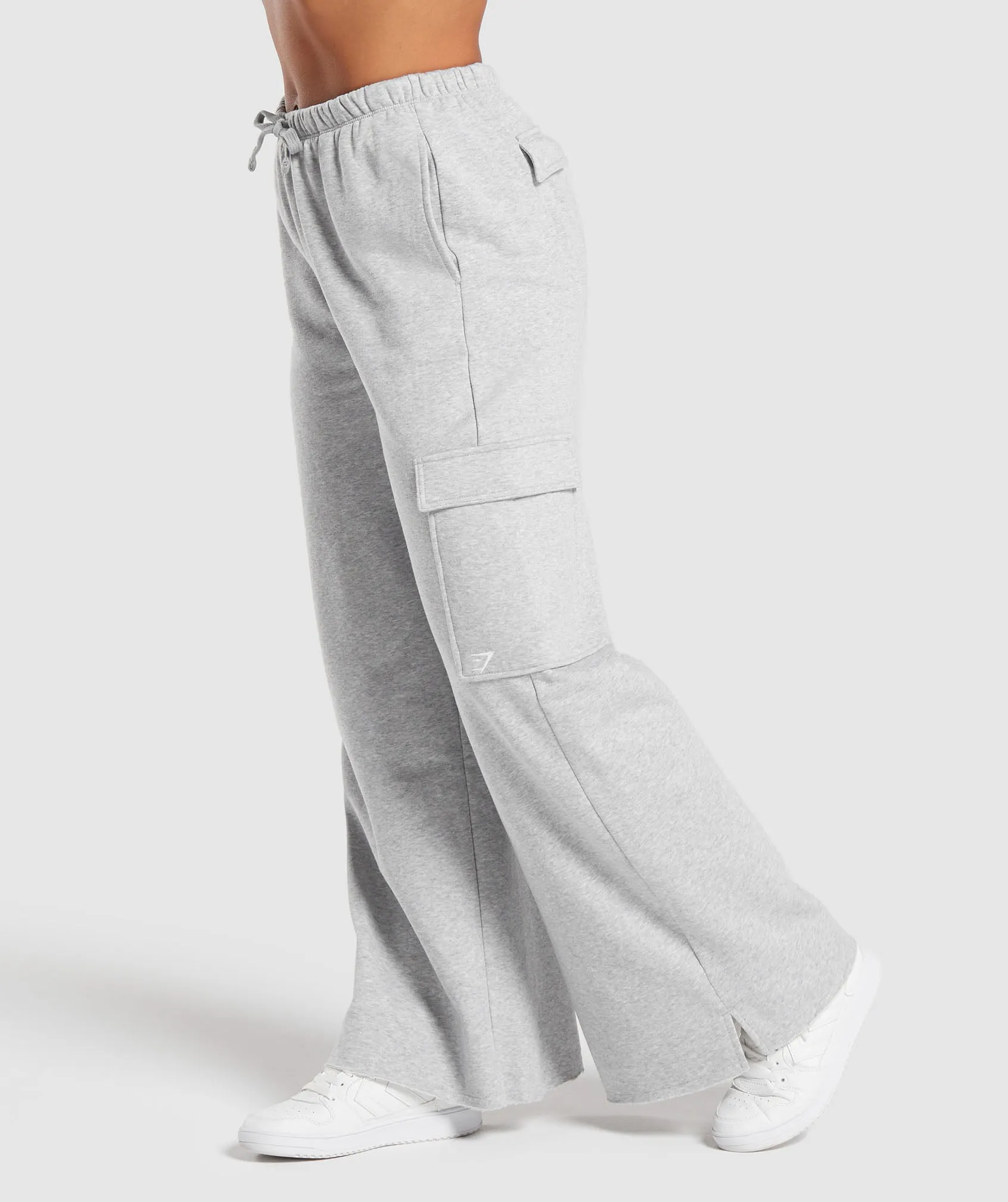 Gymshark Fleece Cargo Pants - Light Grey Marl