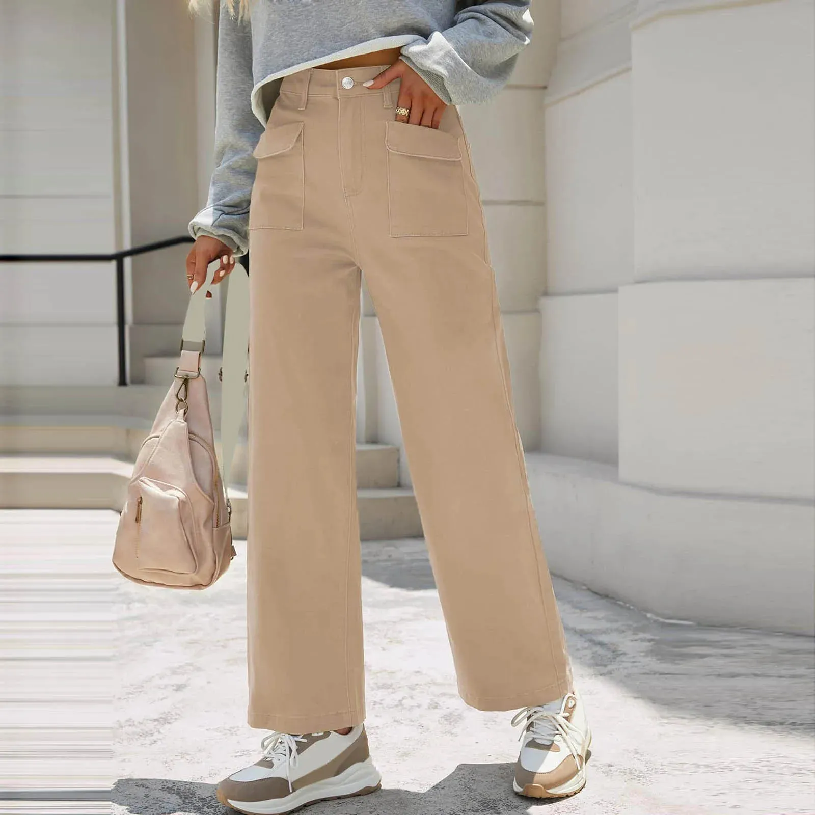 High Waist Baggy Cargo Wide Leg Jeans