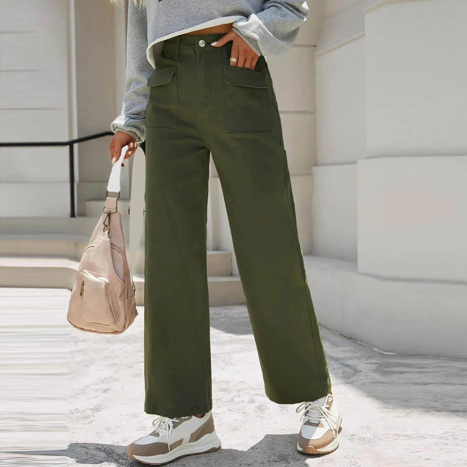 High Waist Baggy Cargo Wide Leg Jeans