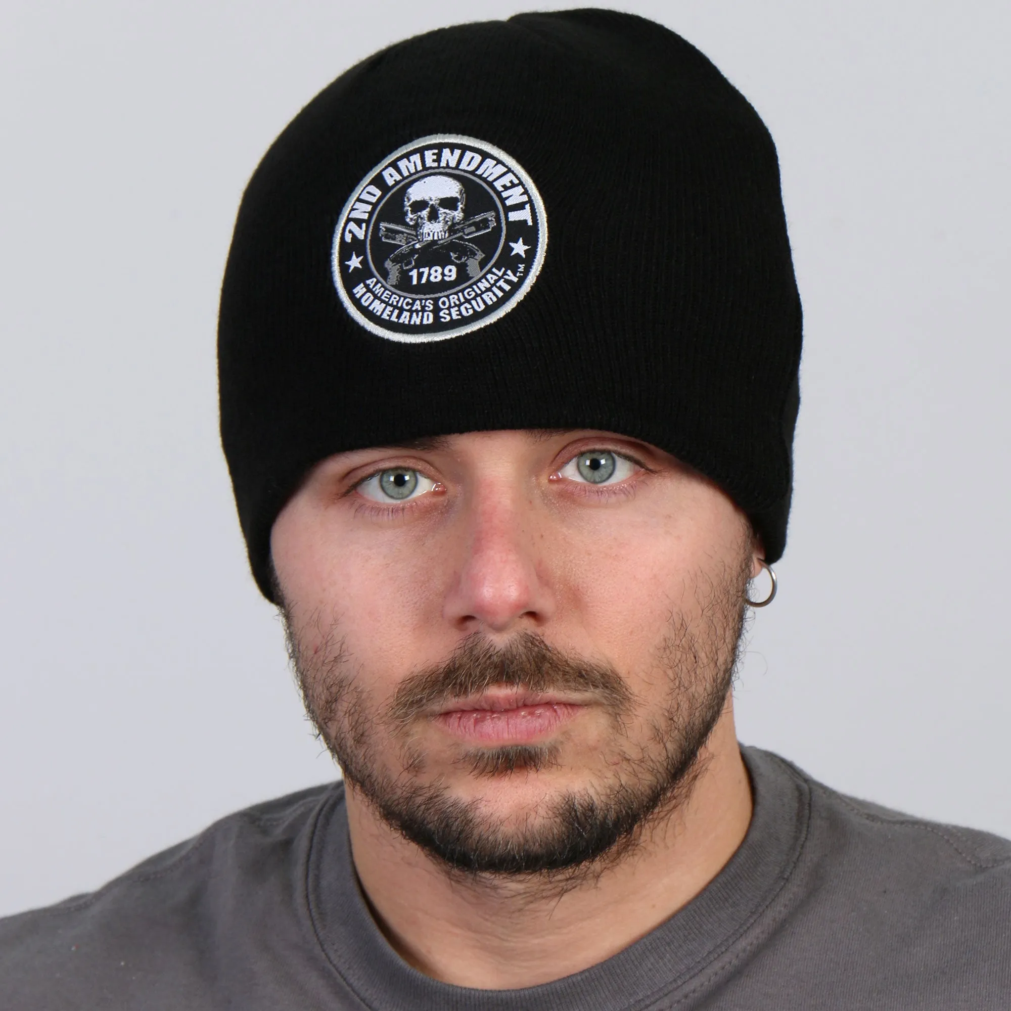 Hot Leathers KHB1038 2nd Amendment America's Original Homeland Security Skull Knit Cap