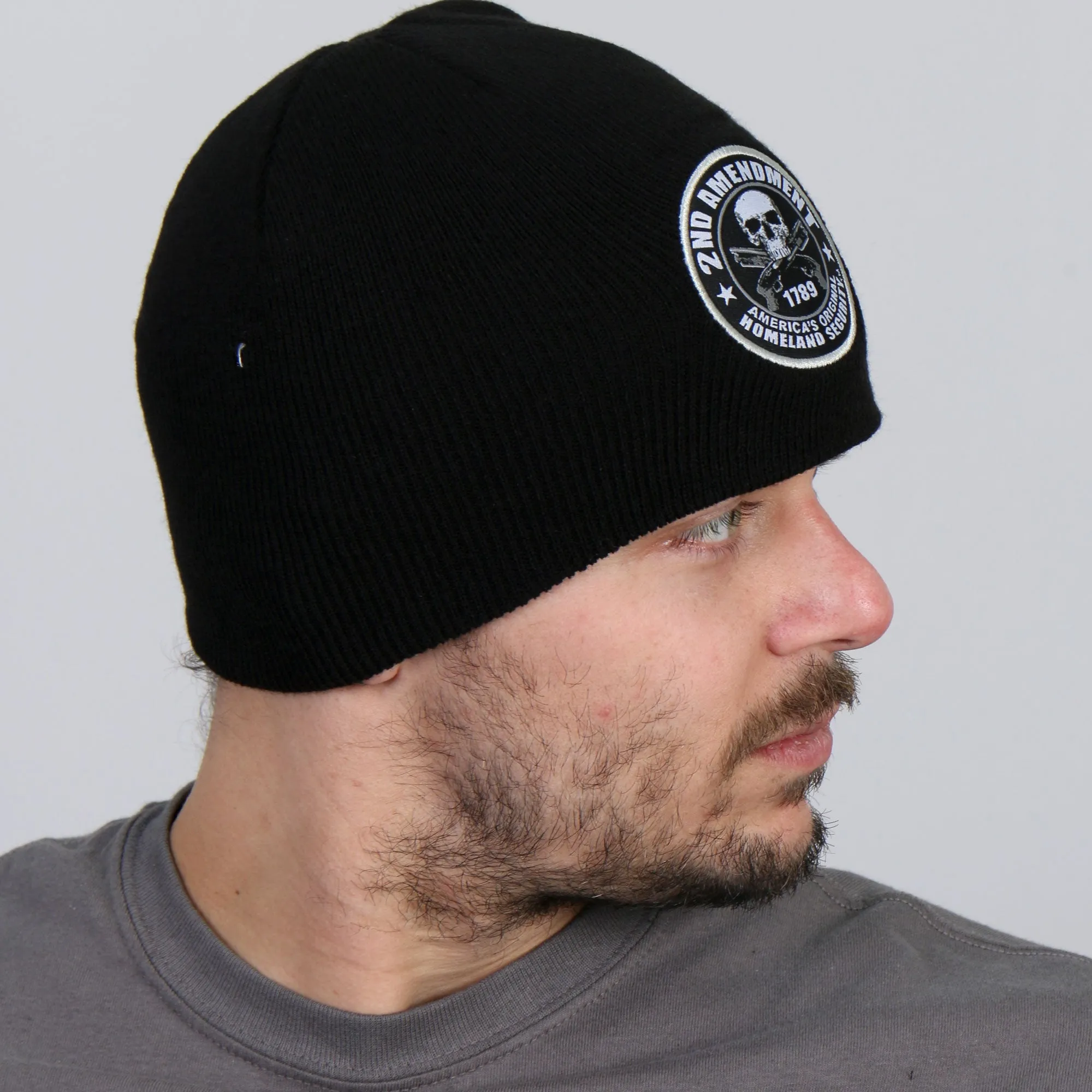 Hot Leathers KHB1038 2nd Amendment America's Original Homeland Security Skull Knit Cap