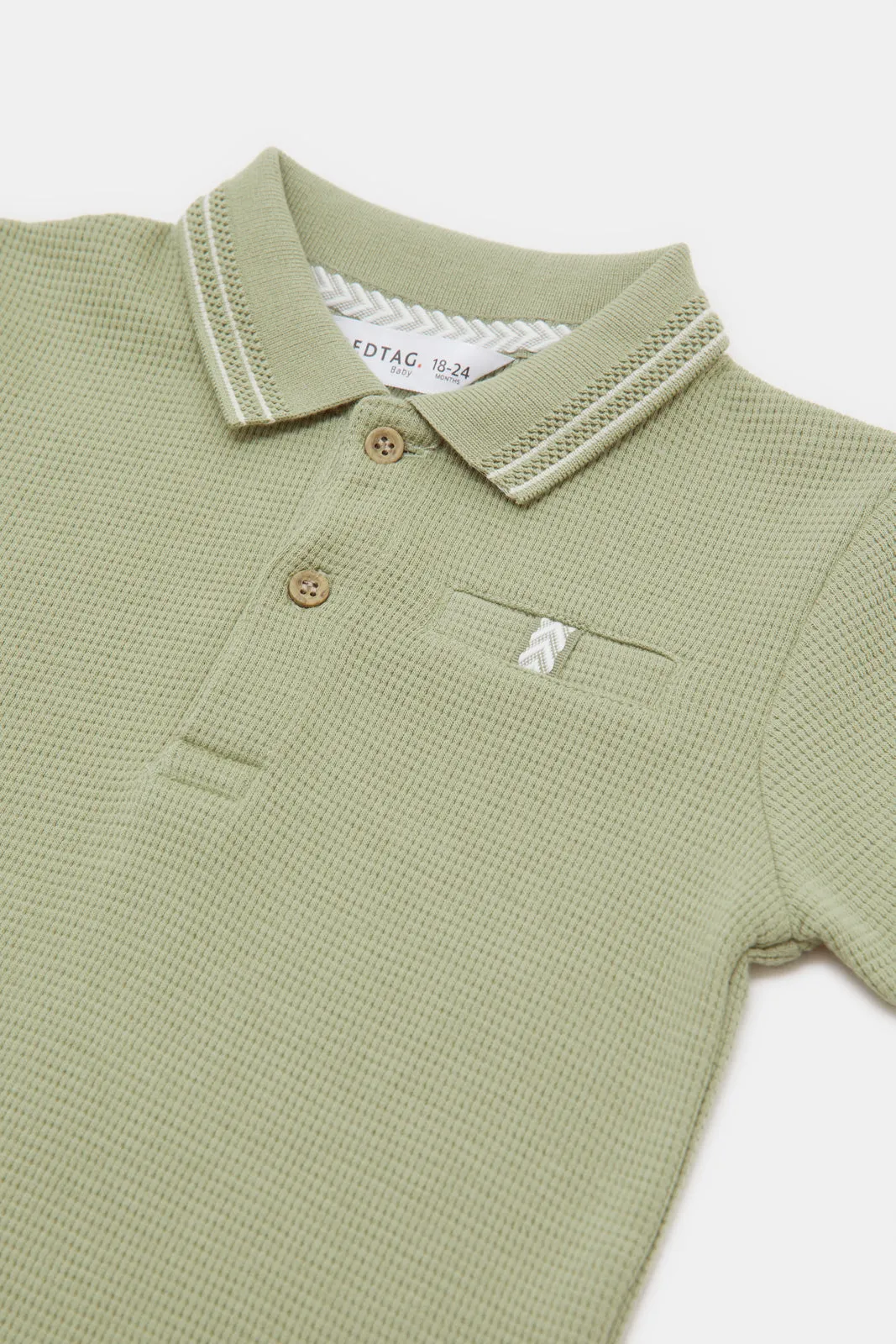 Infant Boys Olive Jacquard Polo Shirt