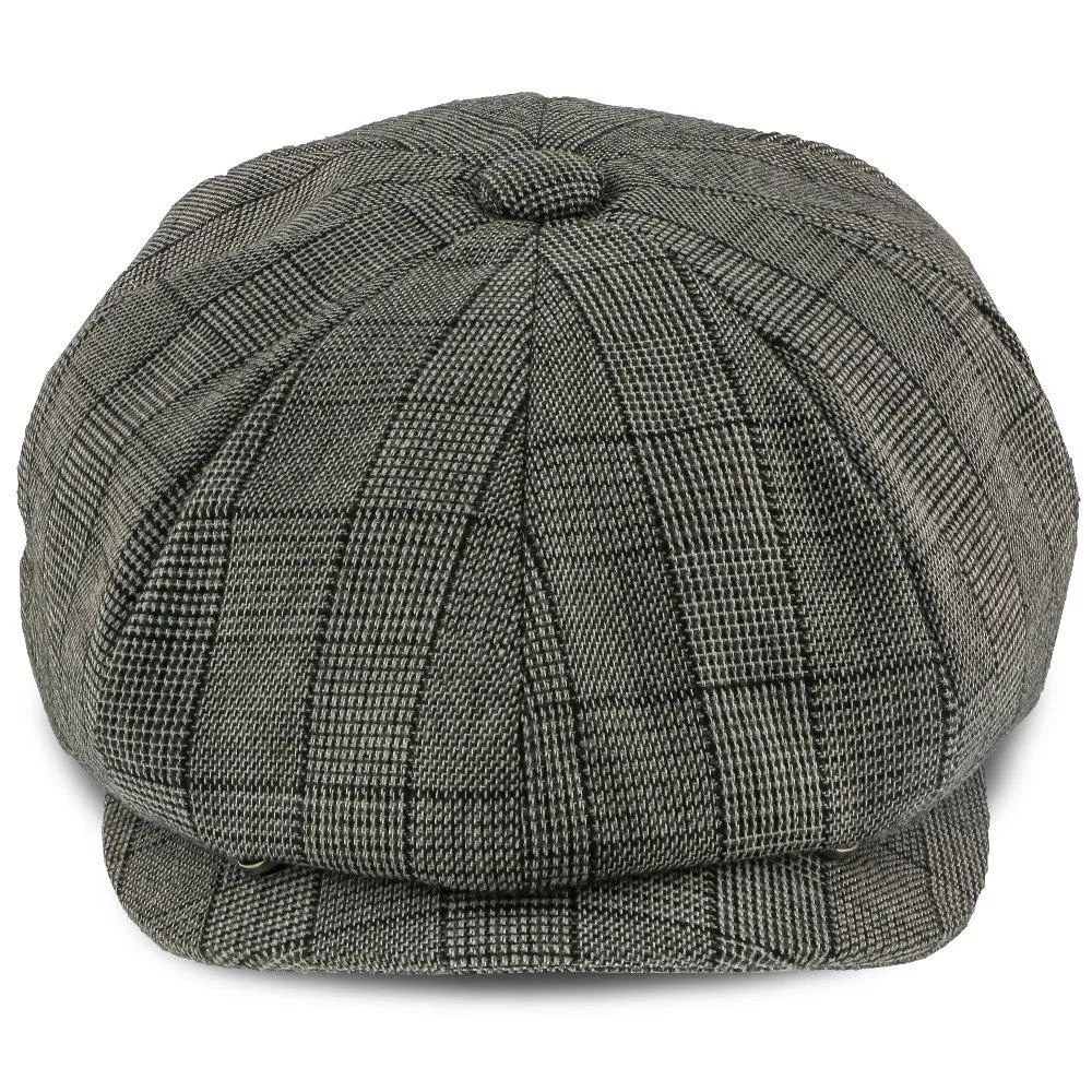 Innovator - Walrus Hats Grey Plaid Polyester 8 Panel Newsboy Cap