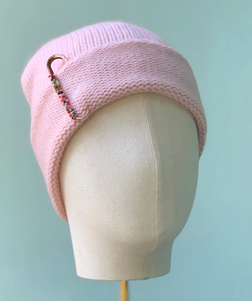 Isabella Cashmere Beanie in Light Pink