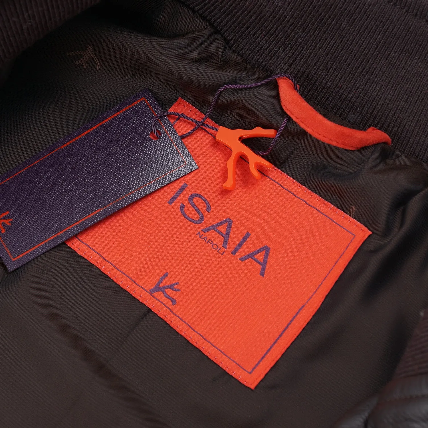 Isaia Calfskin Leather Bomber Jacket