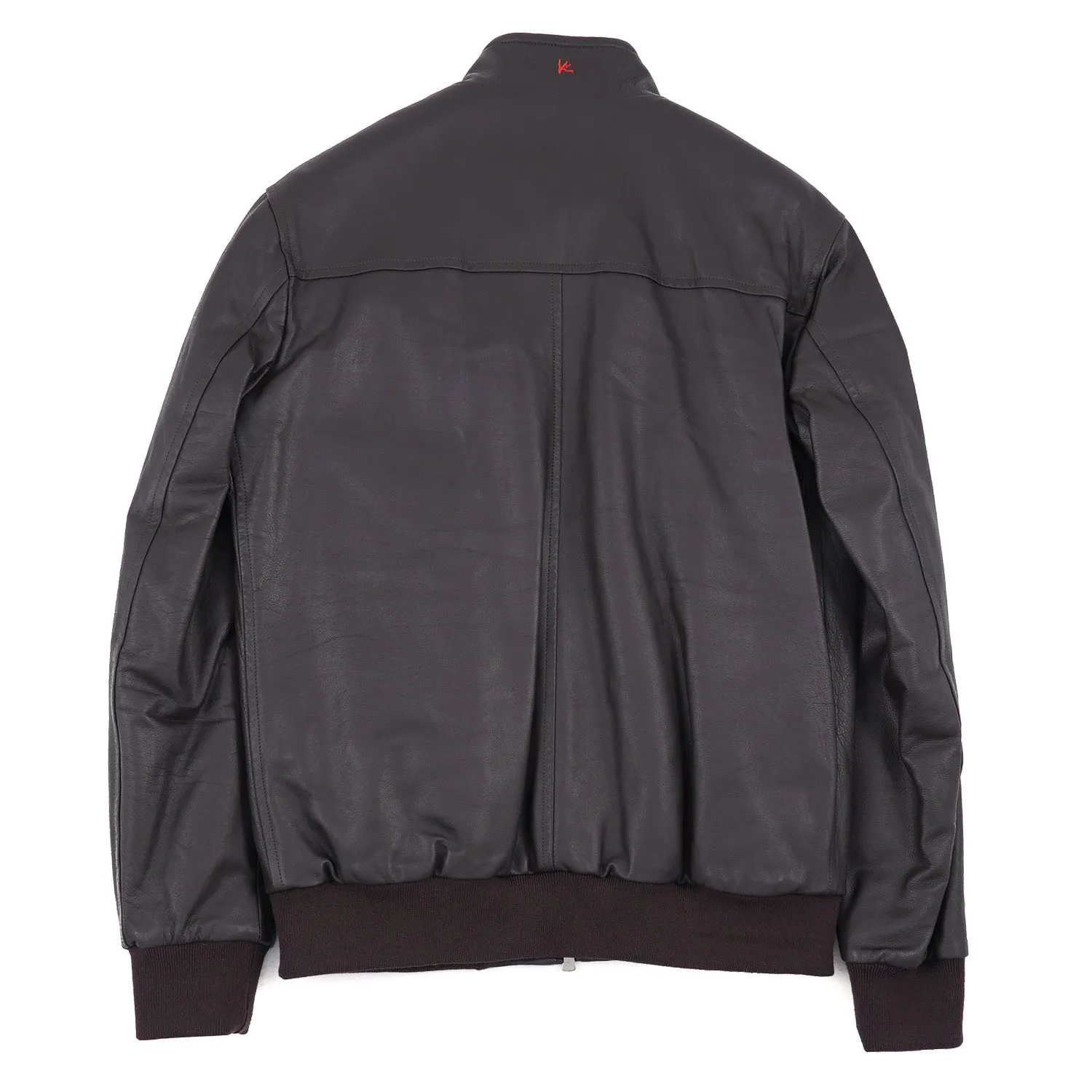 Isaia Calfskin Leather Bomber Jacket