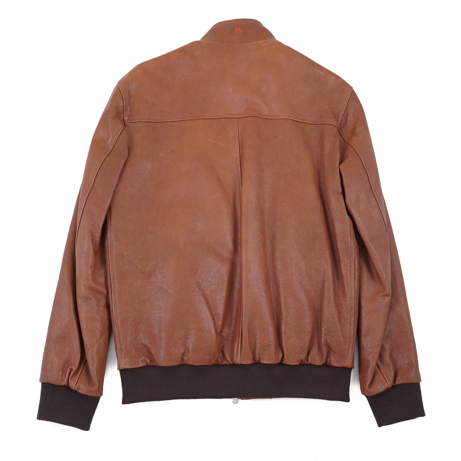 Isaia Lambskin Leather Bomber Jacket