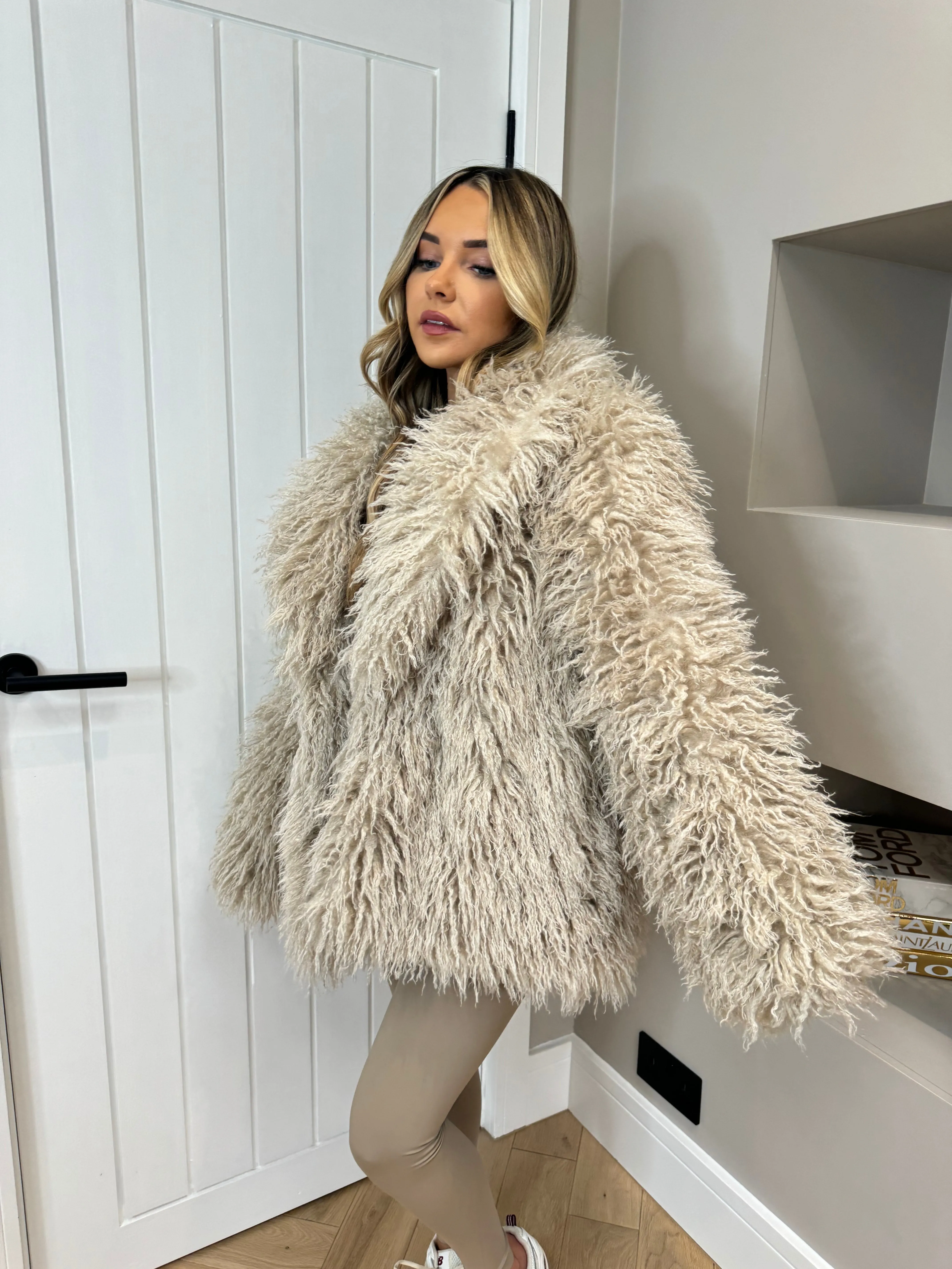 Isla mongolian faux fur coat