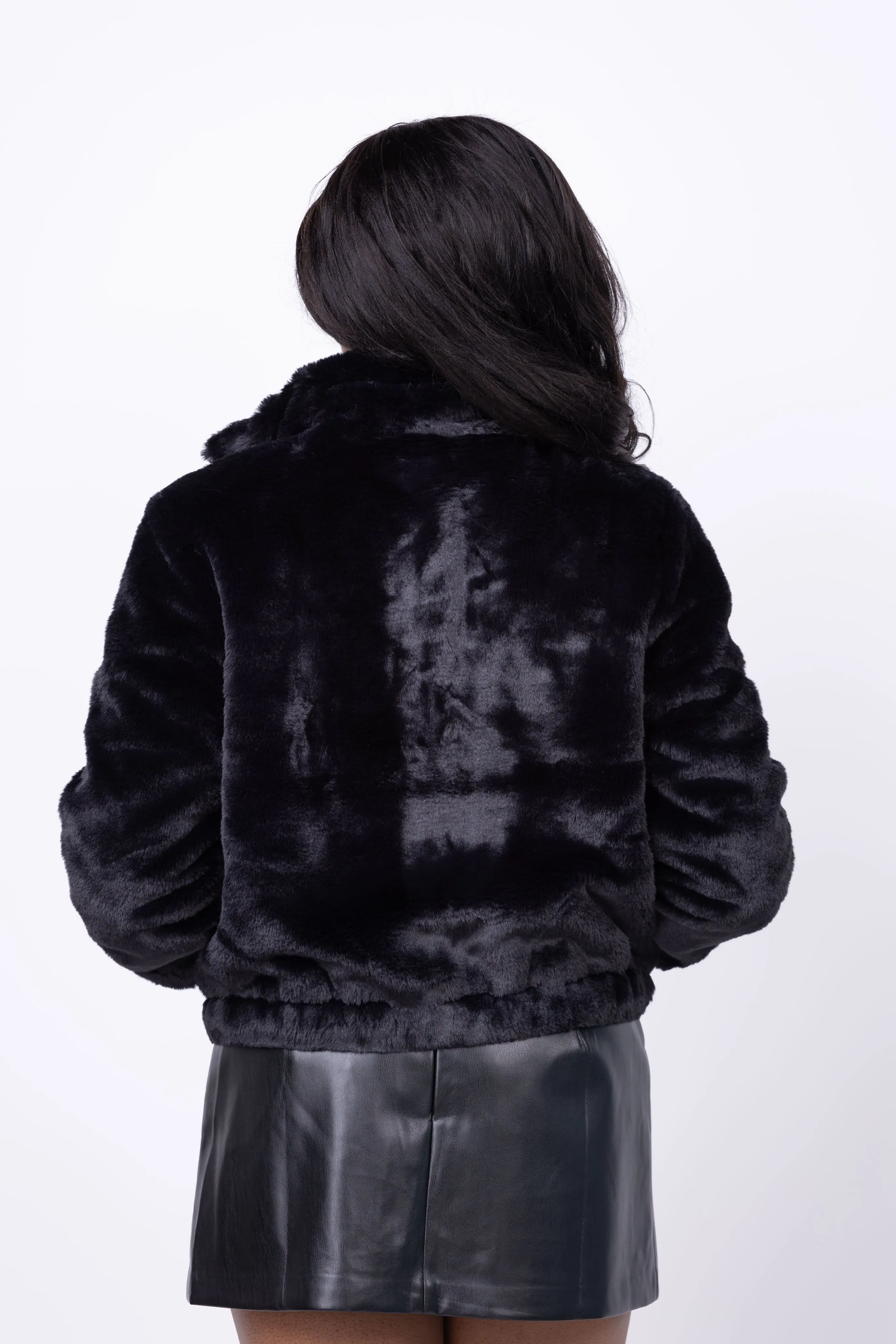 J. Society Faux Fur Bomber Jacket in Black