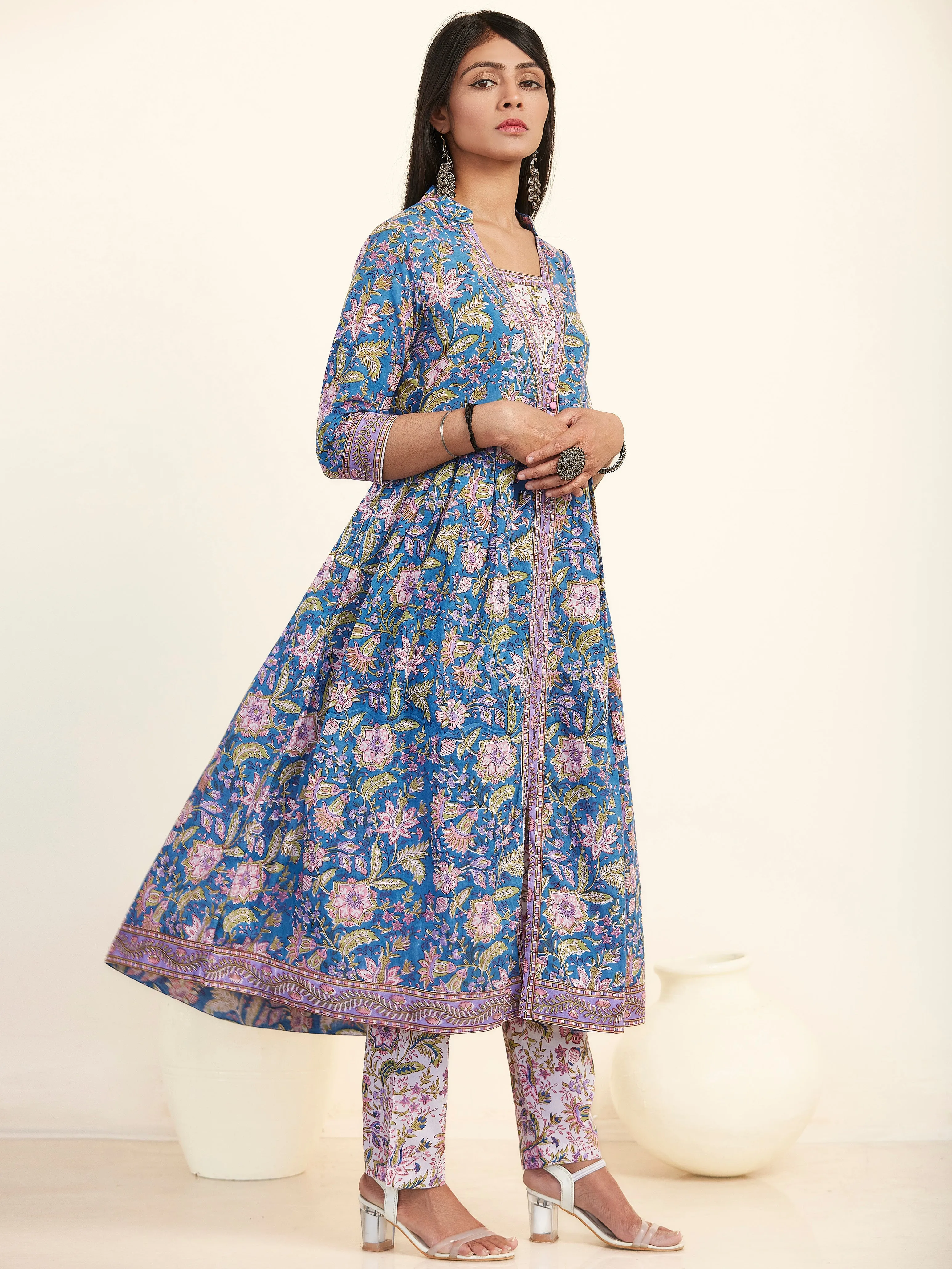 Jashn Suhani Set Of Flared Kurta Pants Dupatta