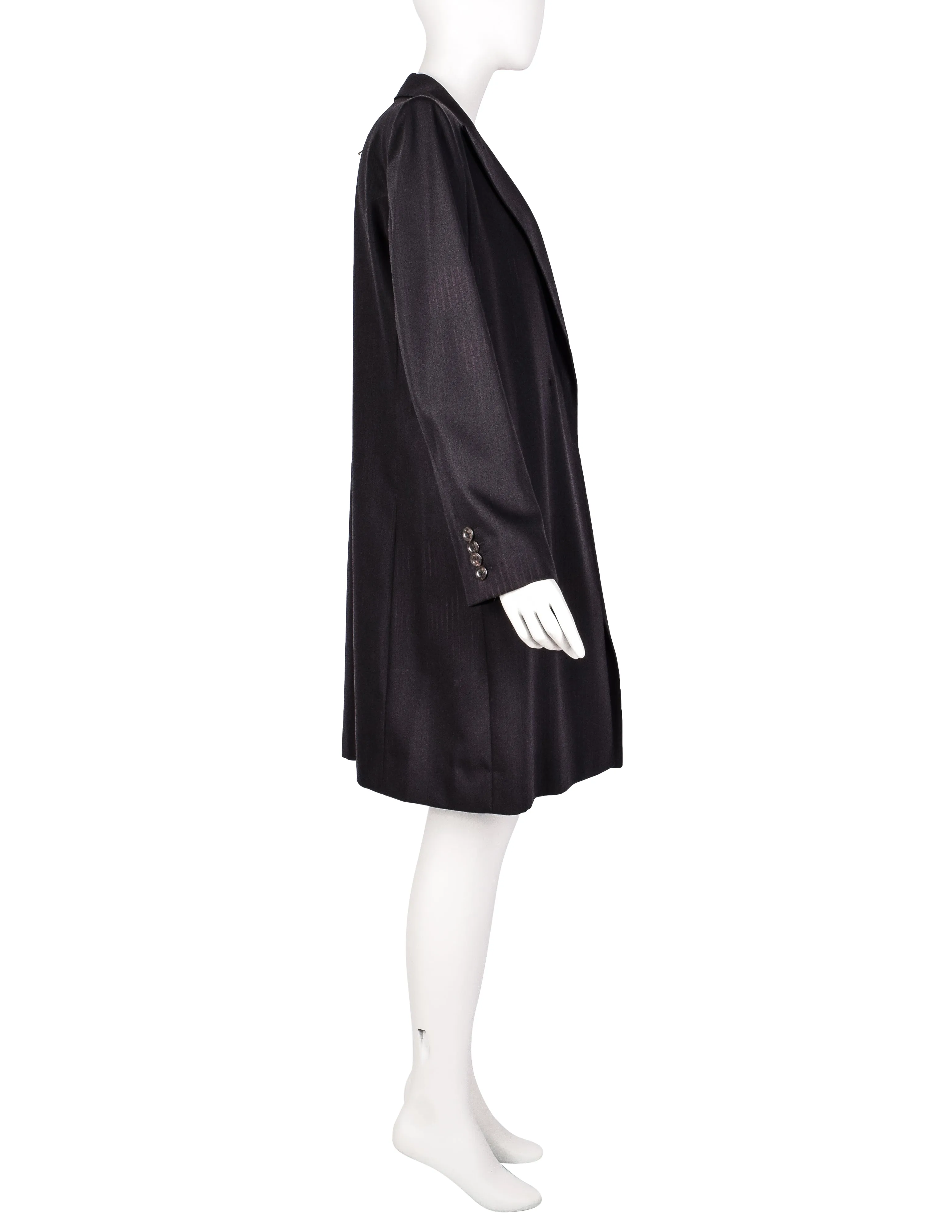 Jean Paul Gaultier Vintage Charcoal Wool Gabardine Degrade Stripe Oversized Blazer Coat