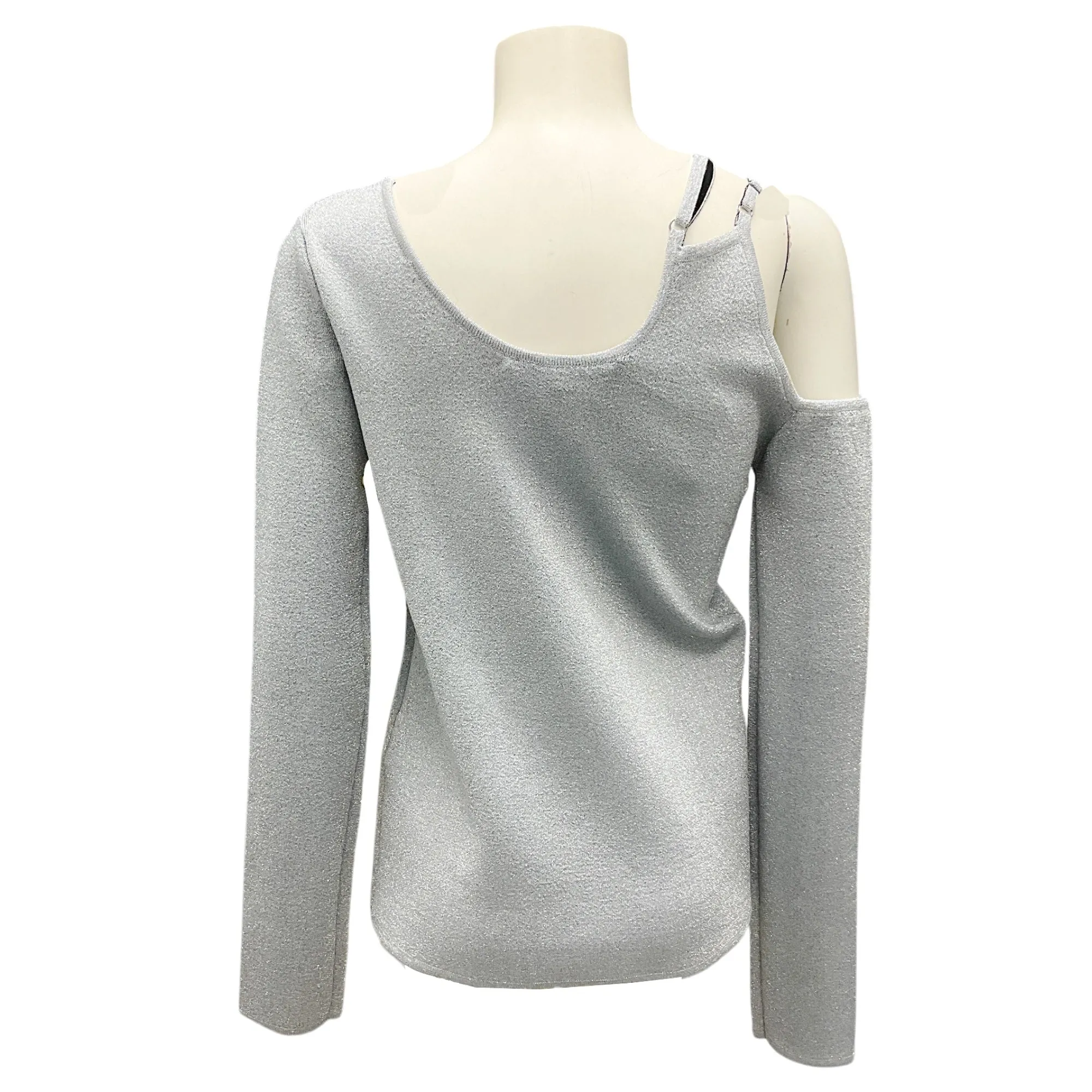 JW Anderson Silver Cut Out Detail Asymmetric Top