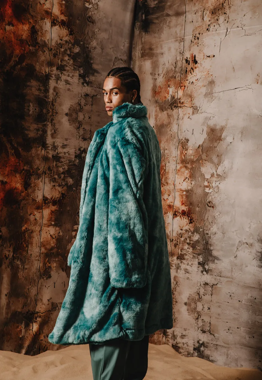 Kai Faux Fur Coat Petrol