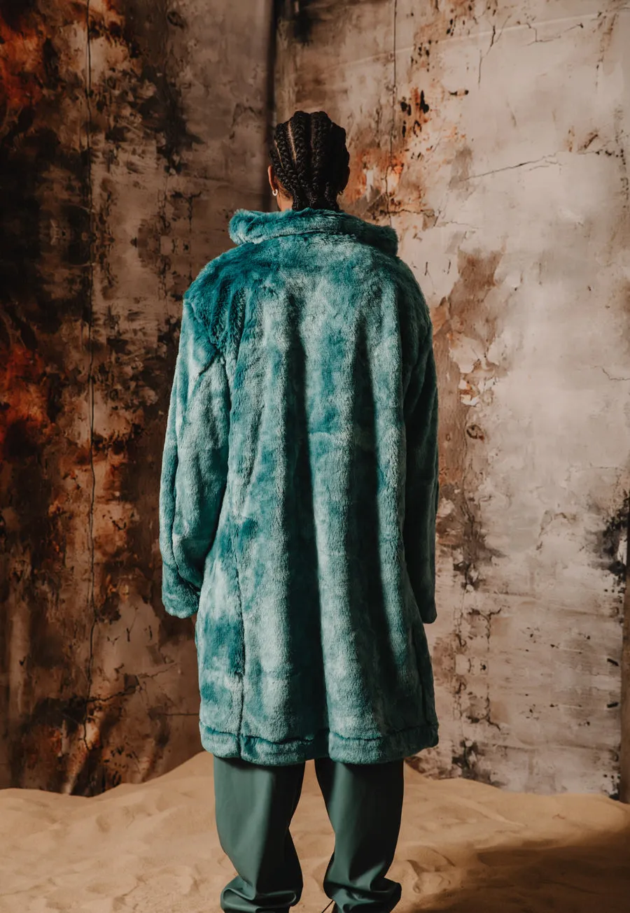 Kai Faux Fur Coat Petrol