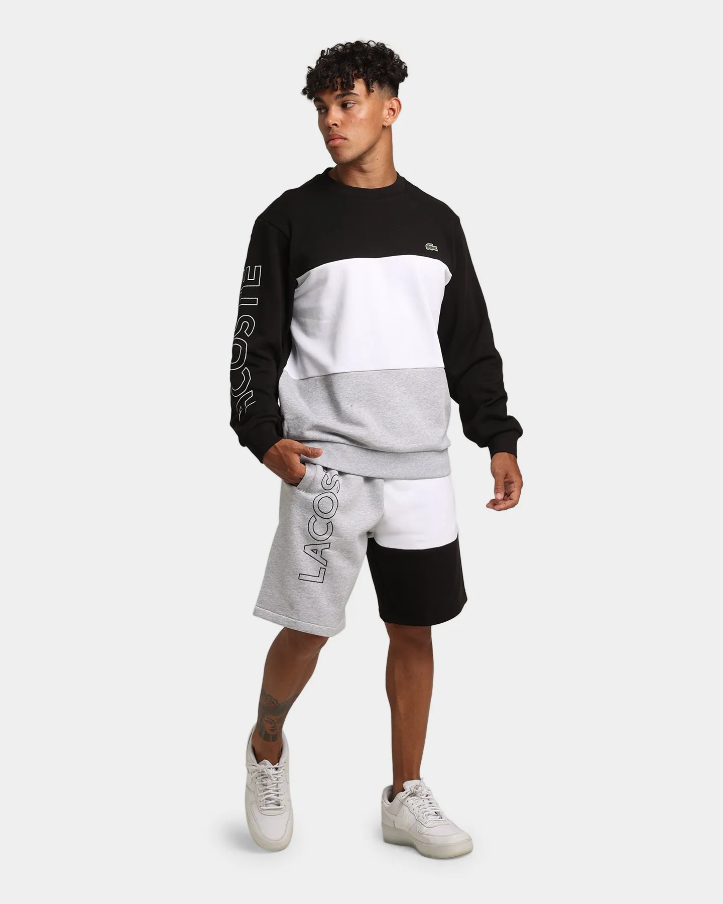 Lacoste Colour Block Crewneck Black/White