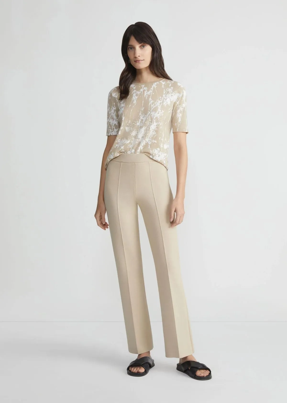 LAFAYETTE 148 Foley Flared Knit Pant - Plaster