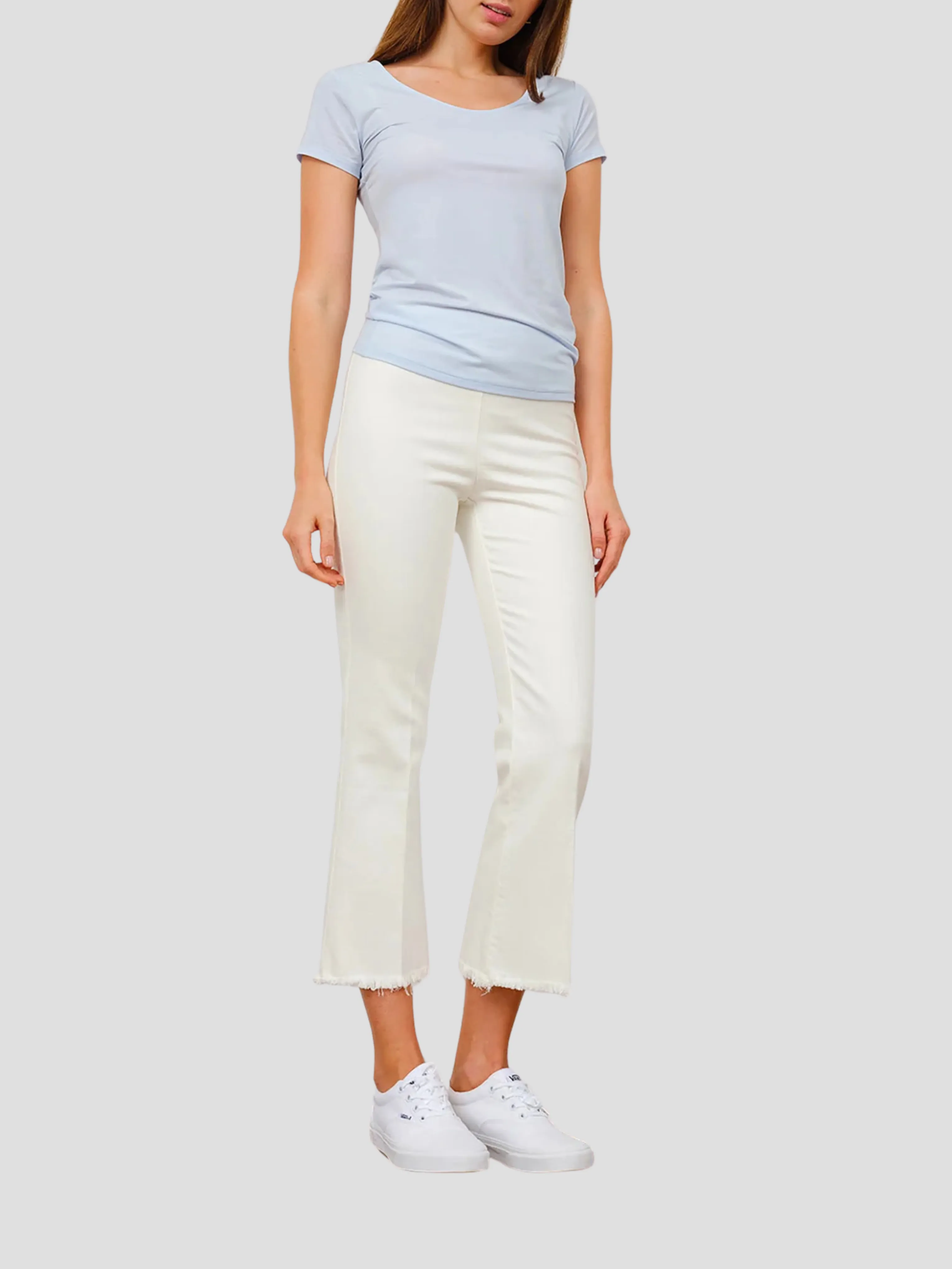 Leo Crop Flare Pant in White Denim