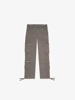 LIGHT BROWN WASHED DOUBLE POCKETS CARGO PANTS