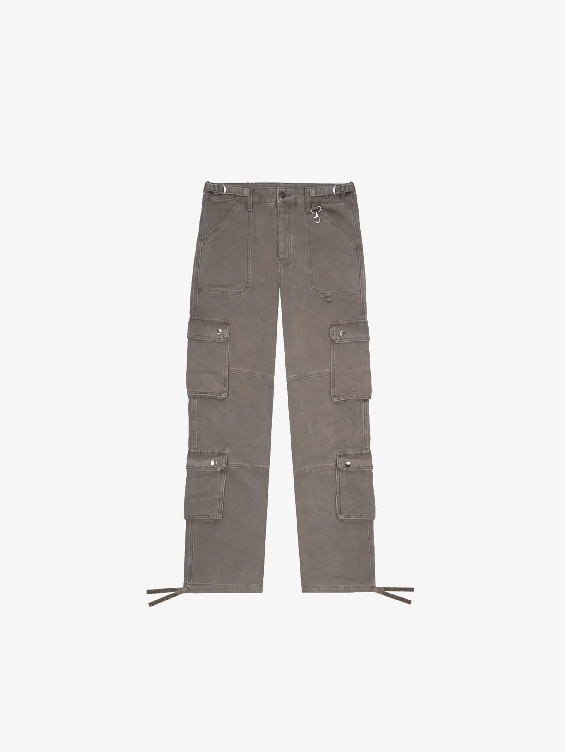 LIGHT BROWN WASHED DOUBLE POCKETS CARGO PANTS