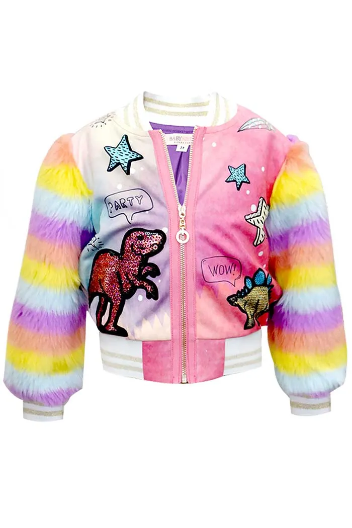 Little Girls Dinosaur Bomber Jacket