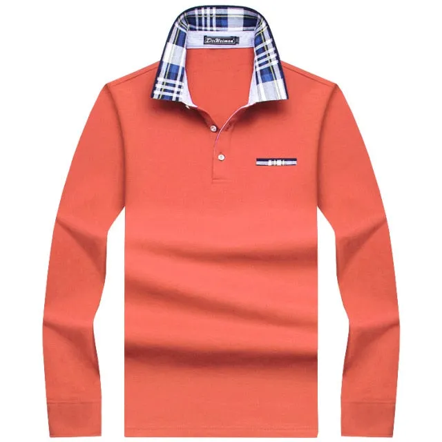 Long Sleeve Solid Polo Style Shirt