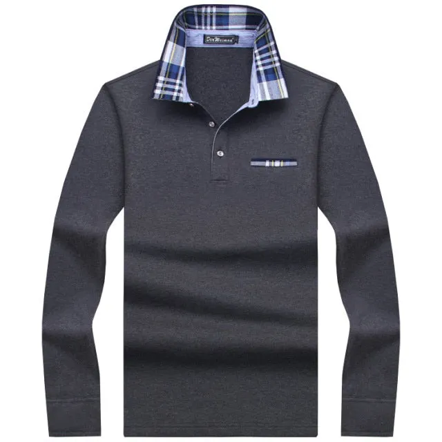 Long Sleeve Solid Polo Style Shirt