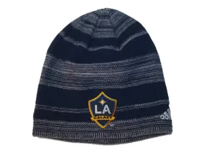 Los Angeles Galaxy Adidas Navy White Stripe Acrylic Knit Skull Beanie Hat Cap