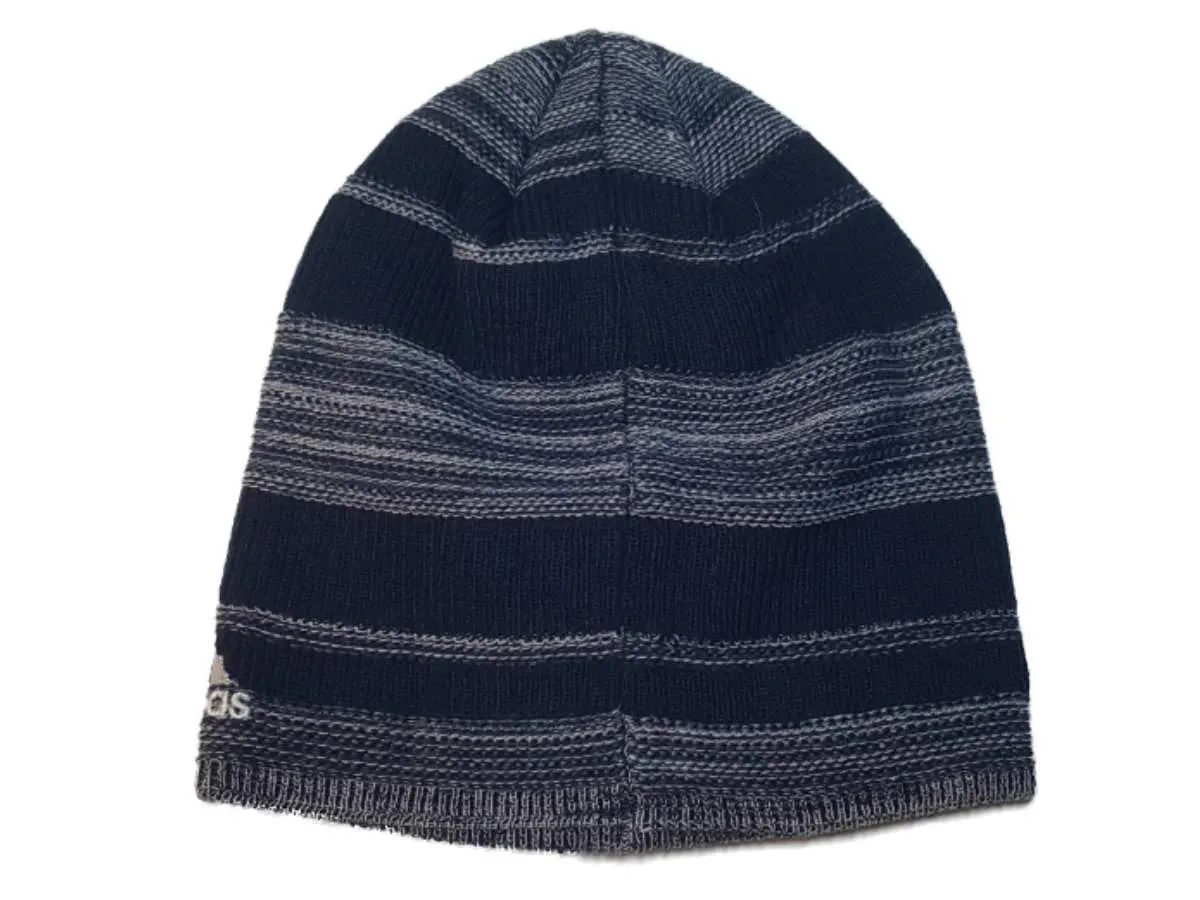 Los Angeles Galaxy Adidas Navy White Stripe Acrylic Knit Skull Beanie Hat Cap