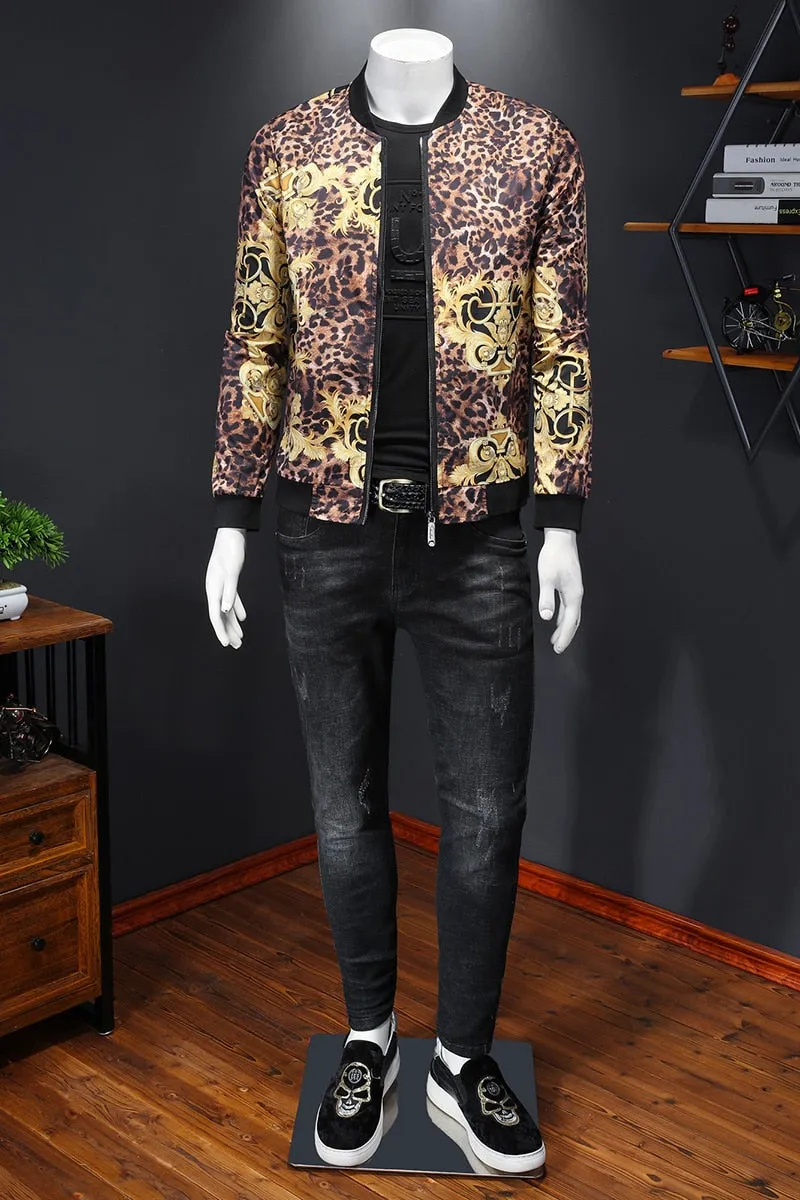 Luxury Leopard Printed Style Bomber Jacket