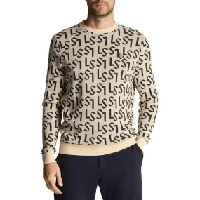 Lyle & Scott Monogram Knitted Golf Crew Neck - Sand Dune