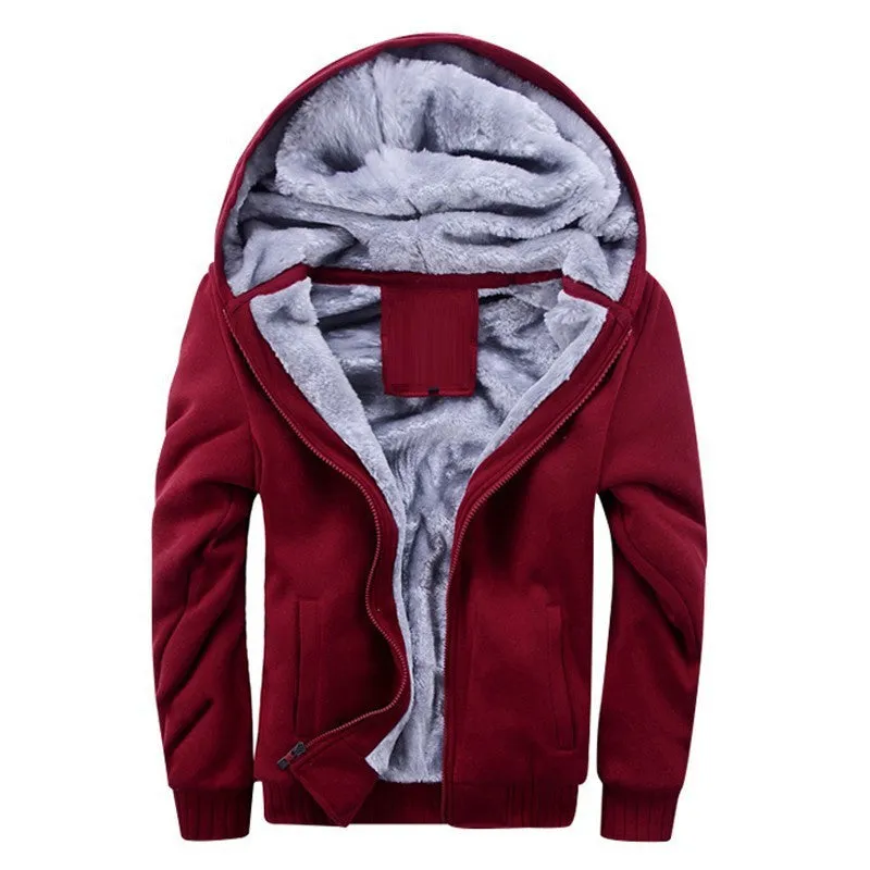 Man Cave winter men hoodies add wool jacket hooded coat men