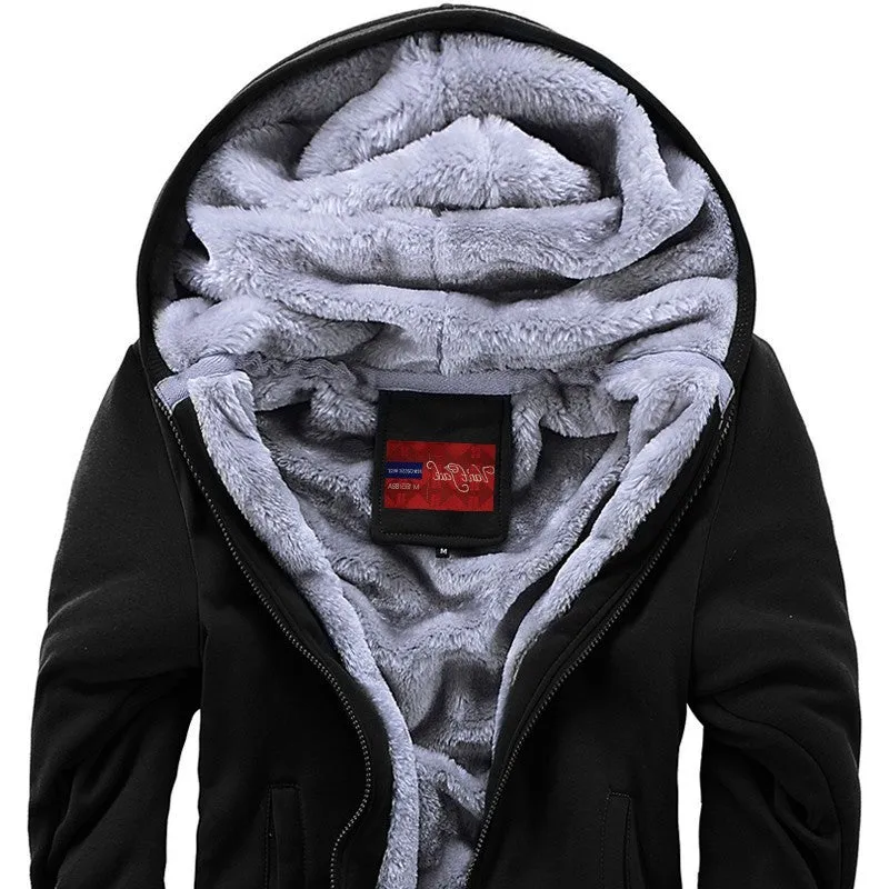 Man Cave winter men hoodies add wool jacket hooded coat men