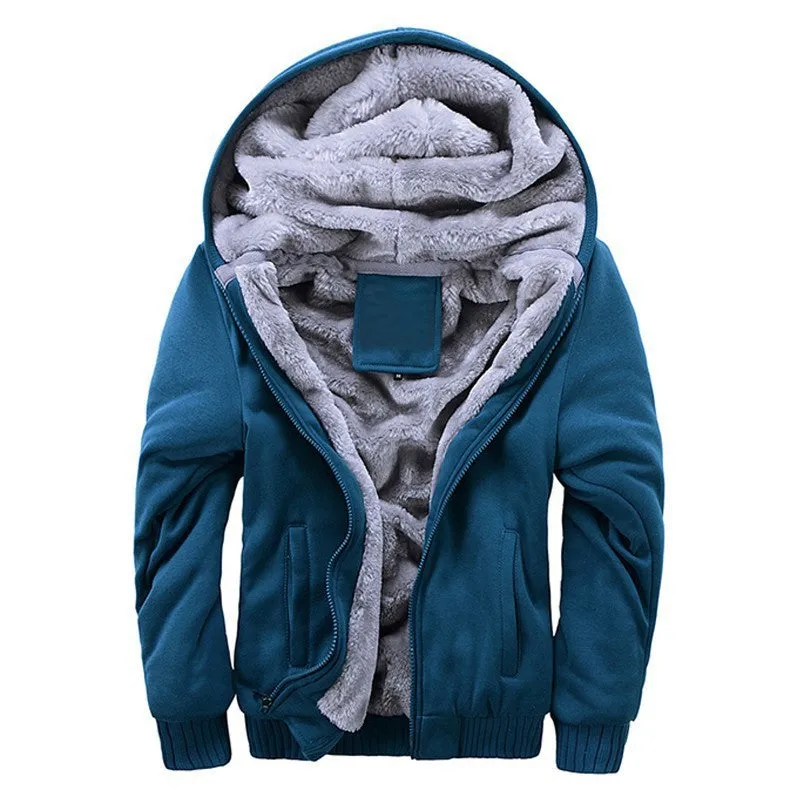 Man Cave winter men hoodies add wool jacket hooded coat men