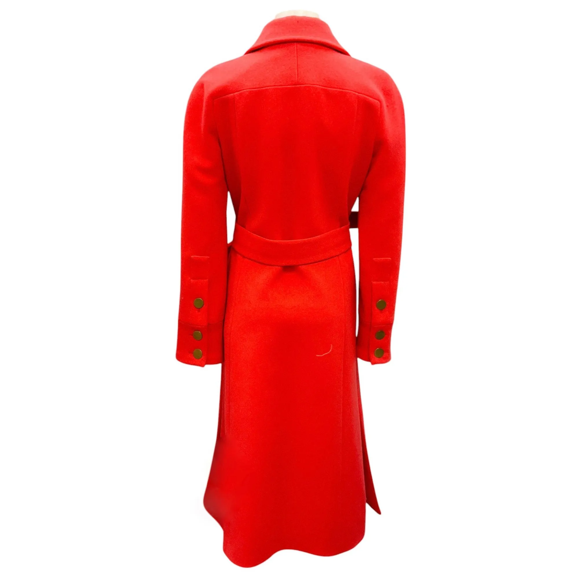 Marc Jacobs Red Belted Button-Front Mid-Length Wool Coat