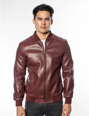 Maroon Men's Fancy Pleather Jacket