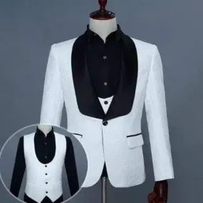 Men three piece  Custom Made white formal suit