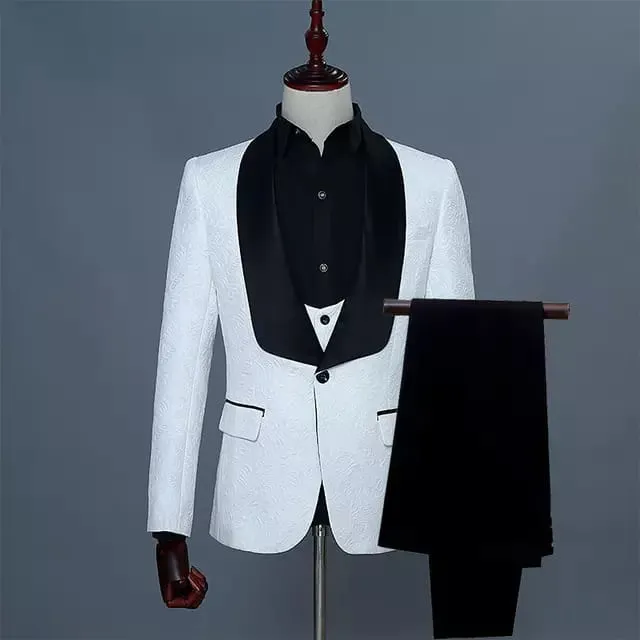 Men three piece  Custom Made white formal suit